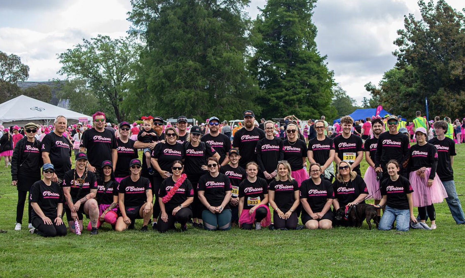 A team of participants at the 2024 Hamilton Pink Walk and Run